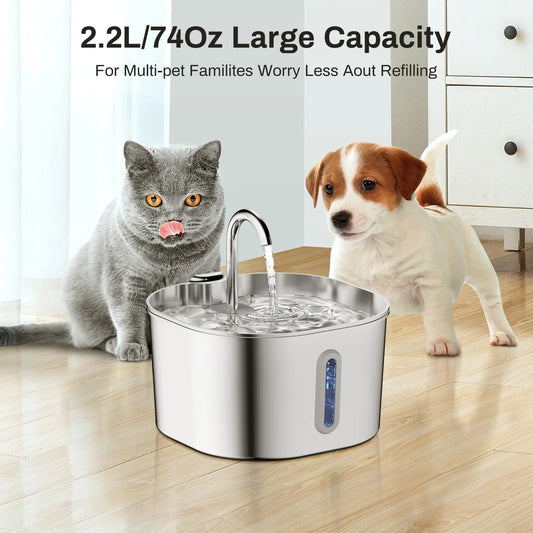 Fontana Automatica in Acciaio Inox per Cani e Gatti | Acqua Sempre Fresca 2,2L