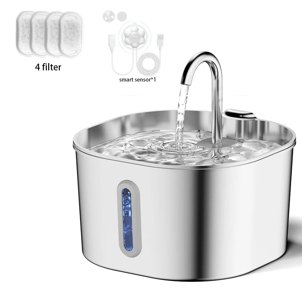 Fontana Automatica in Acciaio Inox per Cani e Gatti | Acqua Sempre Fresca 2,2L