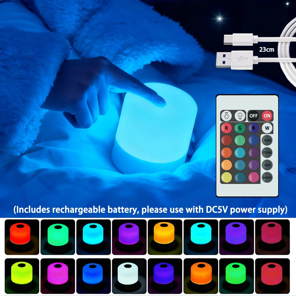 Lampada LED RGB Dimmerabile da Tavolo con Touch Screen – Ricaricabile o a Spina