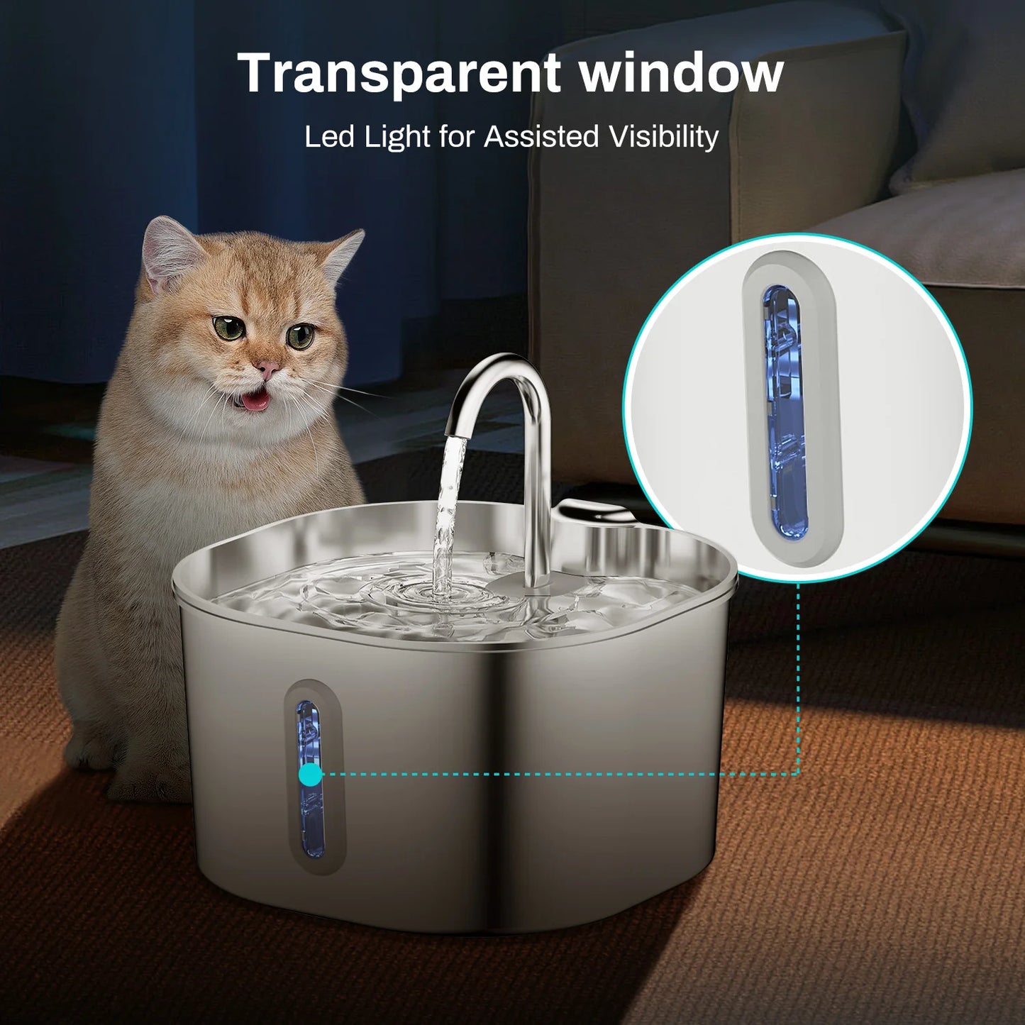 Fontana Automatica in Acciaio Inox per Cani e Gatti | Acqua Sempre Fresca 2,2L