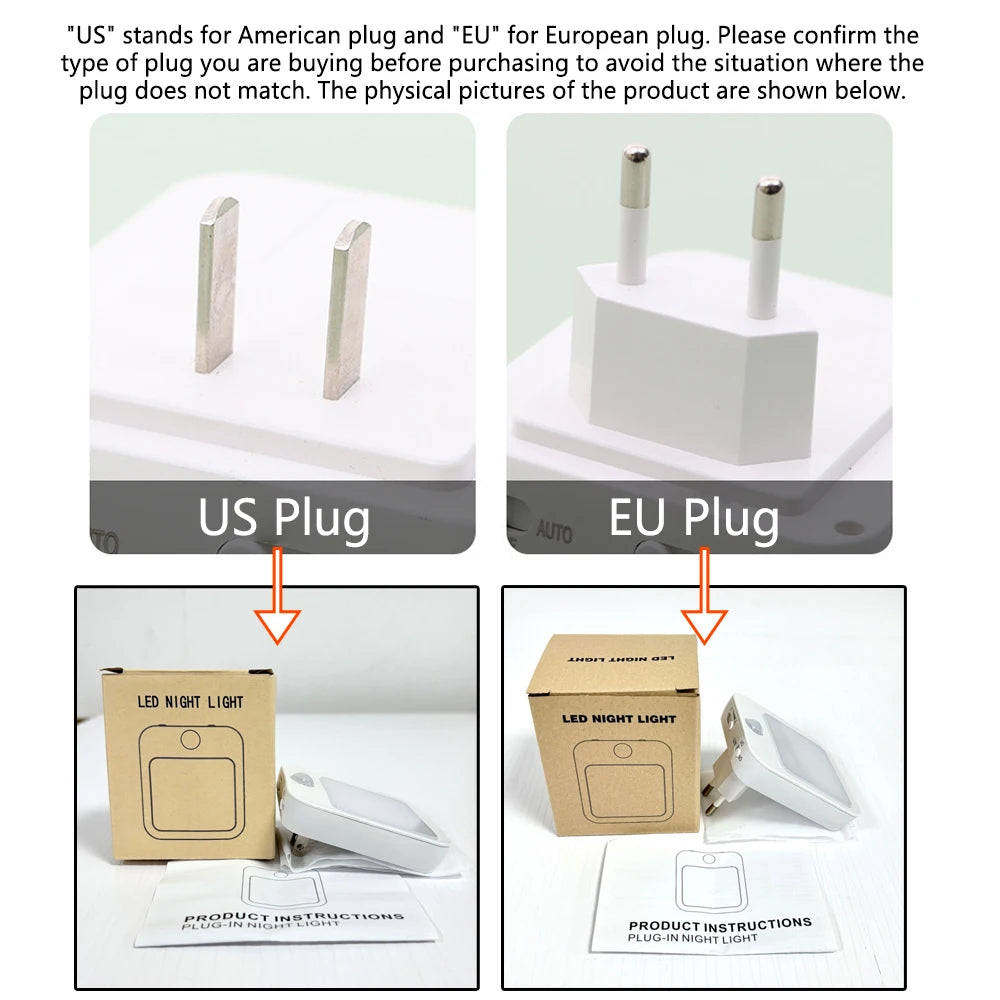 Luce Notturna LED con Sensore di Movimento – Spina EU/US per Camera dei Bambini