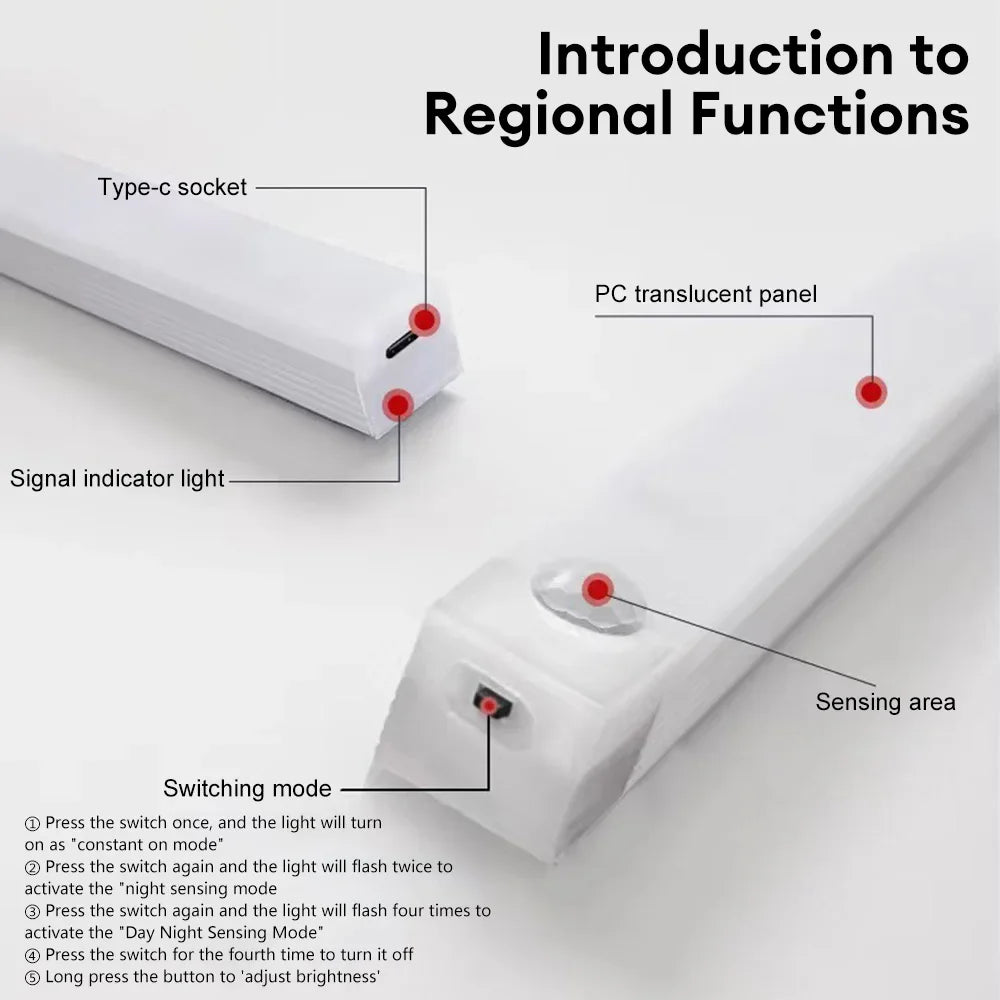 Luce LED con Sensore di Movimento – Wireless Ricaricabile USB-C per Cucina e Armadio