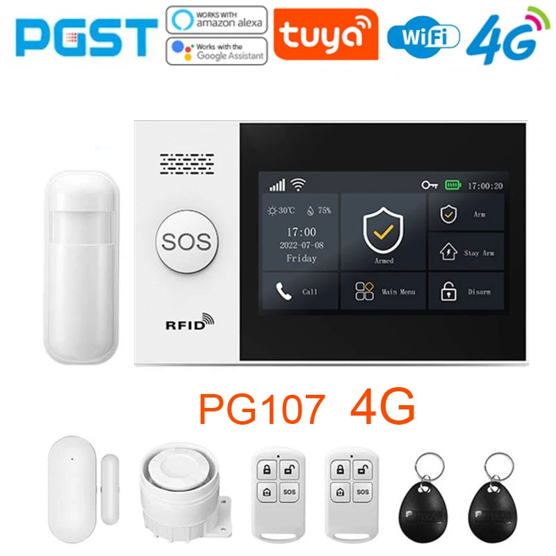 Kit Allarme Casa Wireless PGST 433MHz con Sensore Porta e Connessione WiFi/GSM