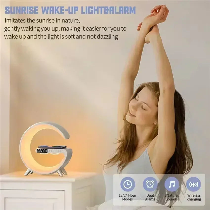 Sveglia LED Smart RGB con Altoparlante Bluetooth e Ricarica Wireless 15W