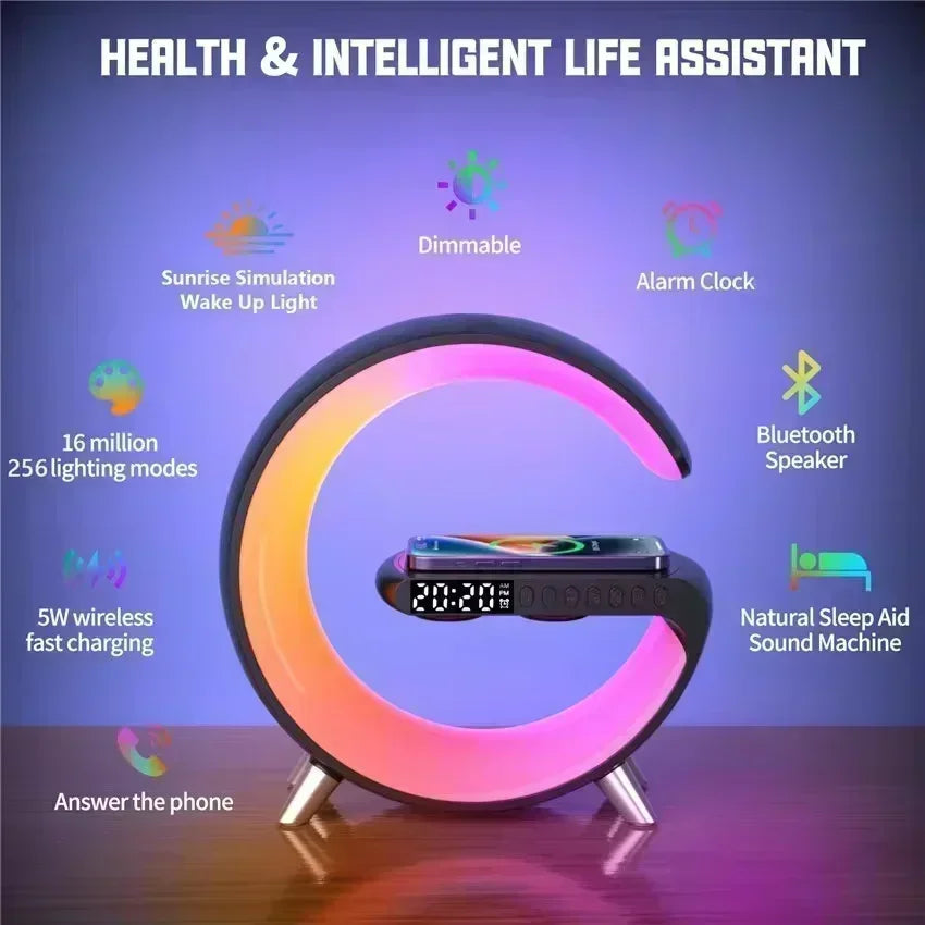 Sveglia LED Smart RGB con Altoparlante Bluetooth e Ricarica Wireless 15W