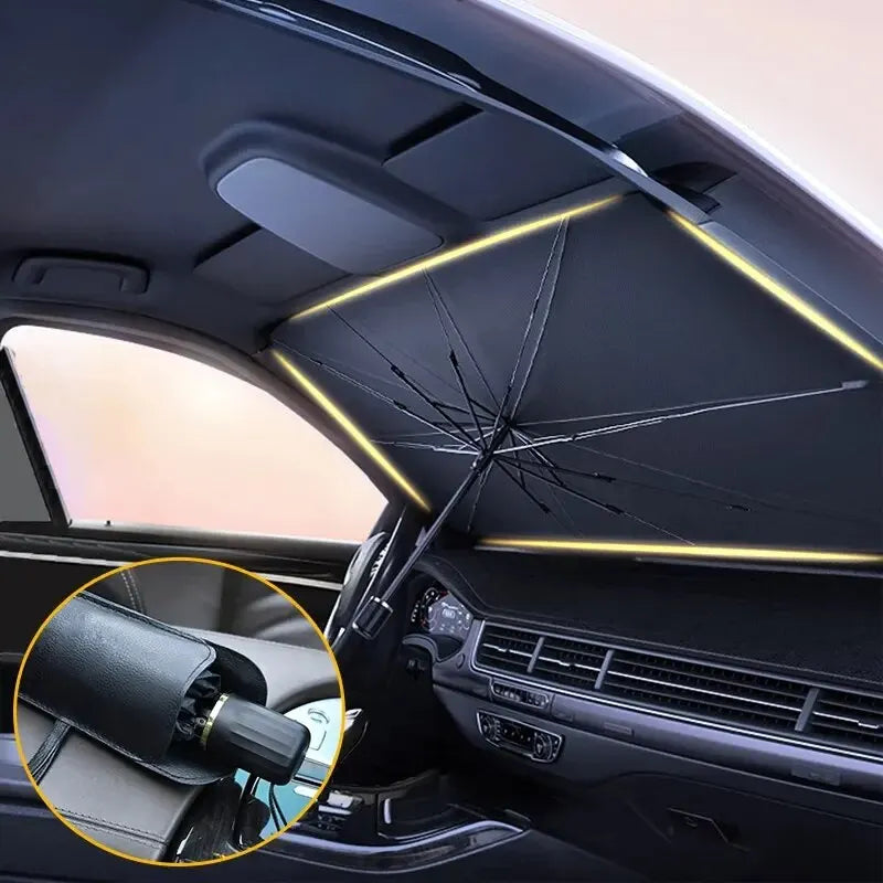 Parasole Auto a Ombrello con Tendina per Parabrezza