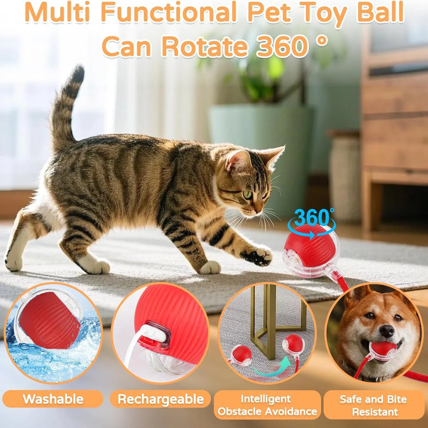 Palla Interattiva Intelligente per Gatti – Gioco Automatico Antinoia